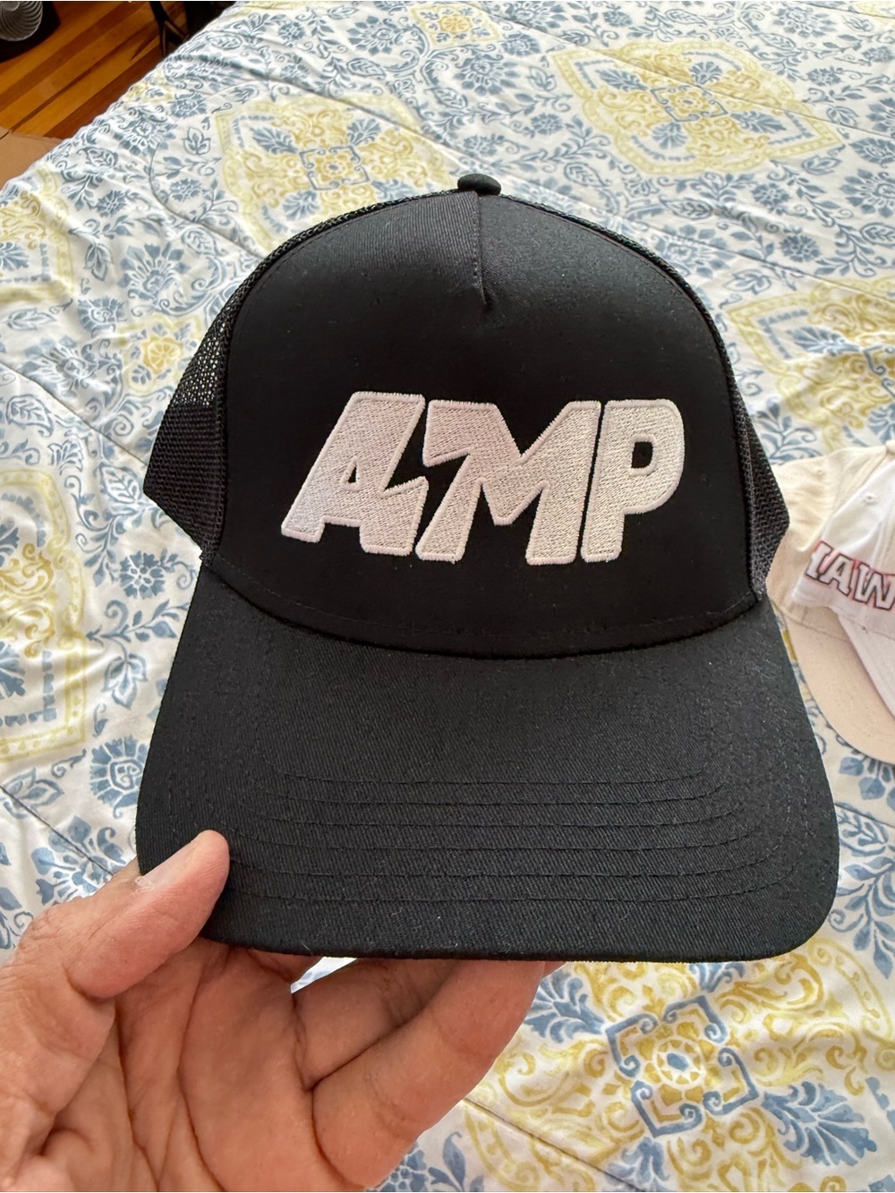 AMP Embroidered Black Trucker Hat